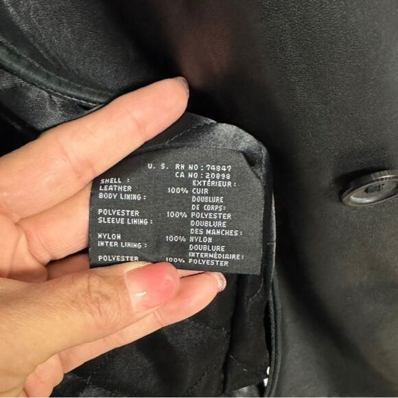 Andrew Marc Men's Double Breasted Black Leather Jacket Size G/L - Picture 6 of 8